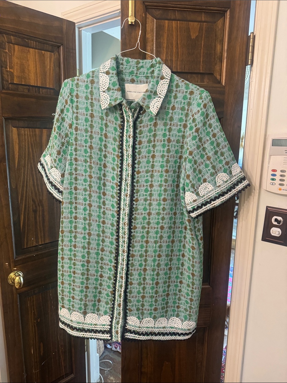 English Factory plaid green dress